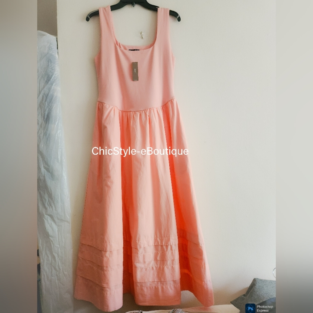 J.Crew Drop-waist Mixy Dress Peach SZ M nwt - Picture 4 of 13